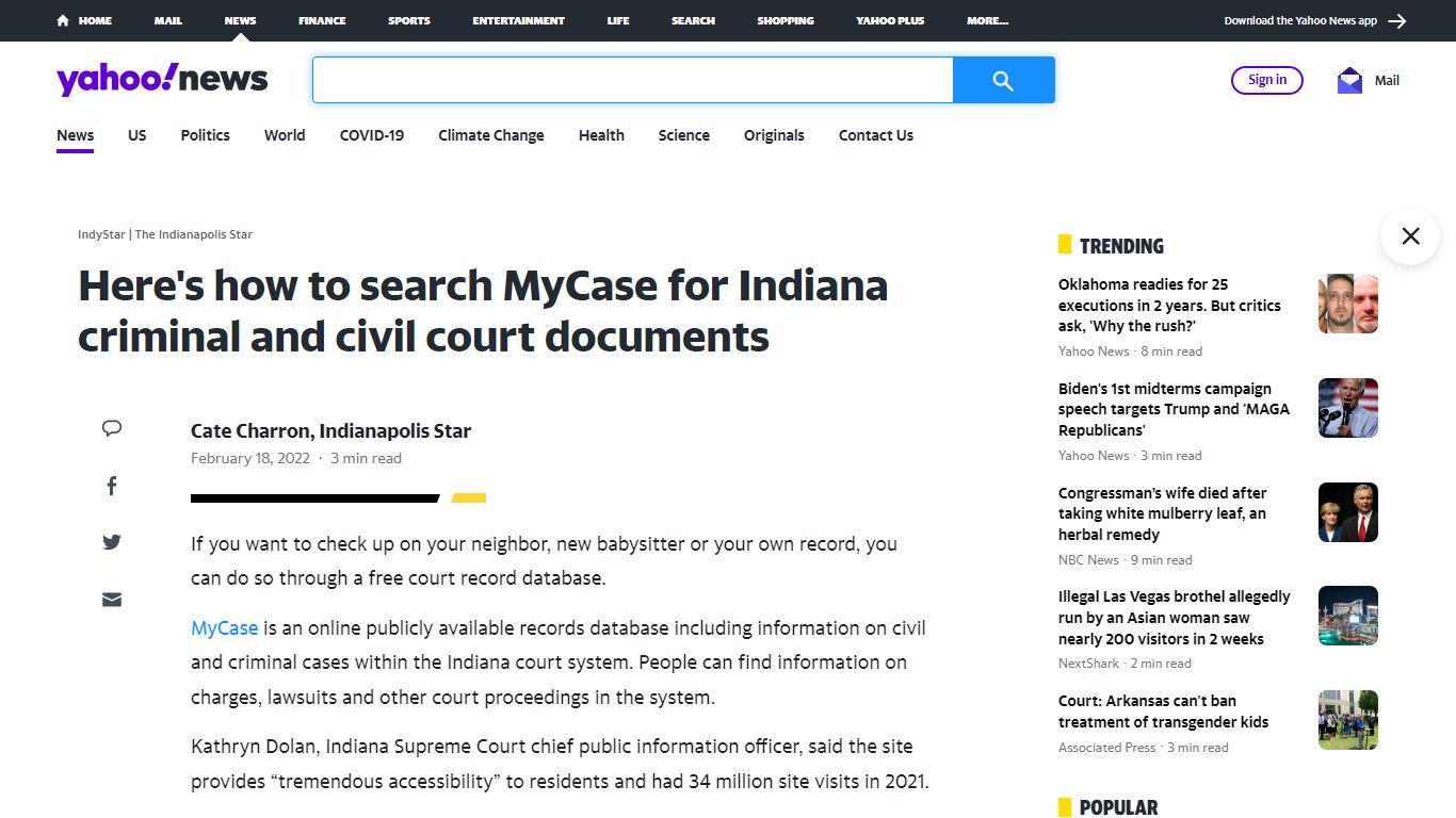 Here's how to search MyCase for Indiana criminal and civil court documents